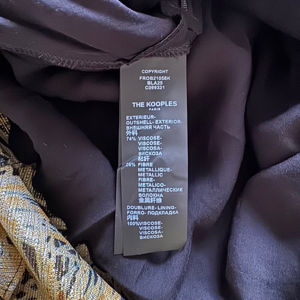 The Kooples | NWT Metallic Gold Botanical Midi Dress French Size 0 (US XS) - Picture 10 of 11